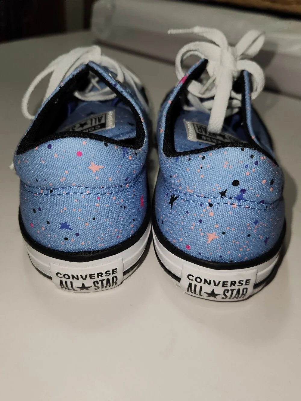 Girls Converse Light Blue Star-Print High Tops